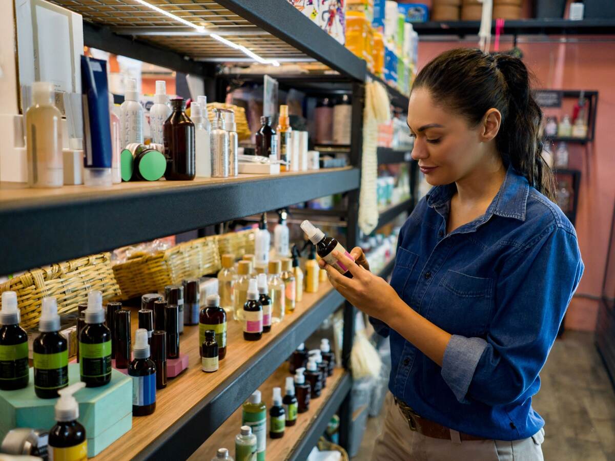 Woman shopping cosmetics.